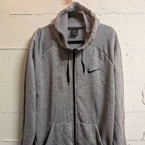 Nike Mens Dri-Fit Grey Textured Trainer Hooded Zip Jacket - Size XXL